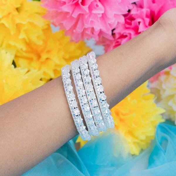 Stunning White & Multicolor Zircon Stone Alloy Bangles for Women