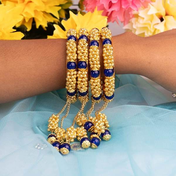 Beautiful Blue Color Alloy Latkan Bangles Women & Girls Styles 02