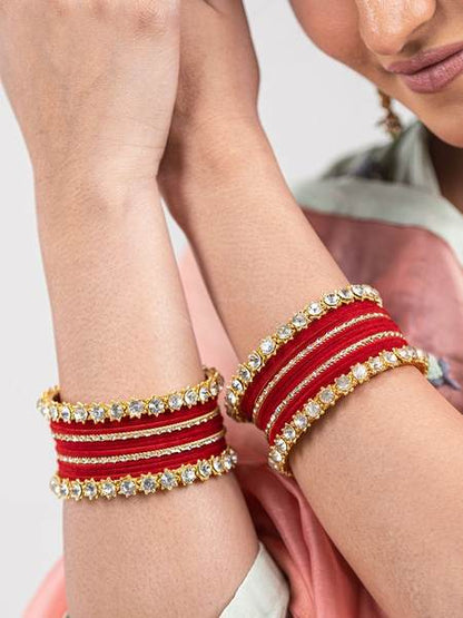 Gold Plated Stone Bangles for Women, Pack of 26 together in two hand