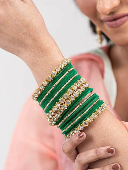 Gold Plated Stone Bangles Set Pack of 26 together in one hand 