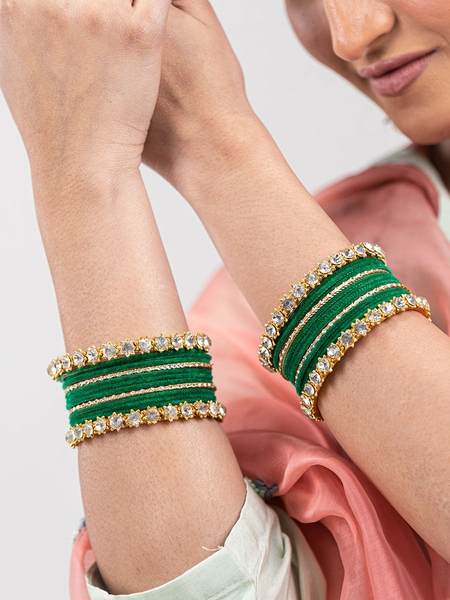 Gold Plated Stone Bangles Set Pack of 26 together in two hand