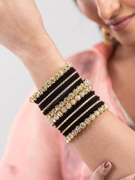 Stone Bangles Set for Women together in one hand