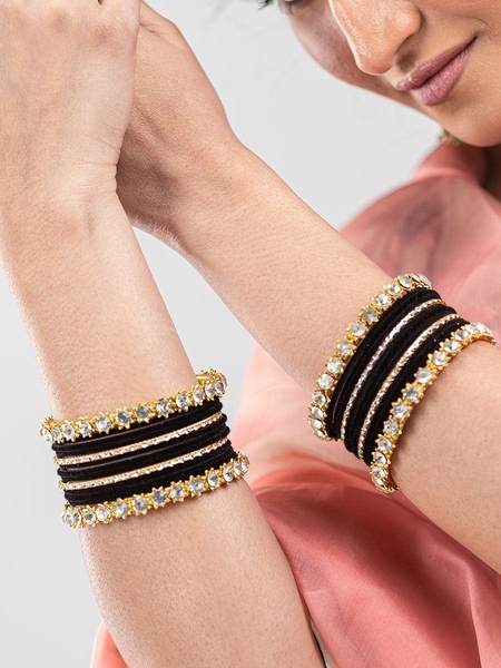 Stone Bangles Set for Women together in two hand