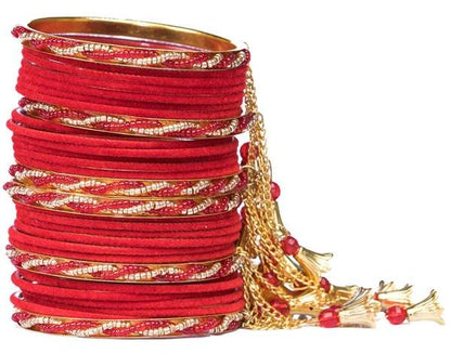 Designer Metal velvet Bangles Set Pack of 30 03