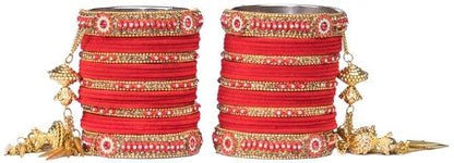 Red and Gold Color Dulhan Bridal Bangles Set Both Hand 03