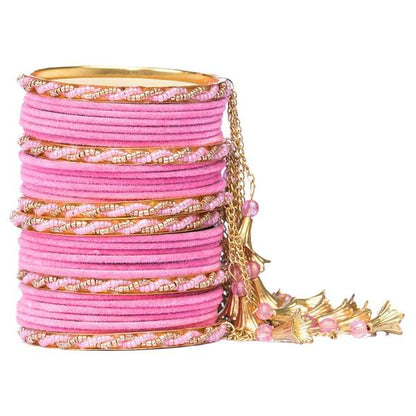 Princess Fancy Metal Velvet Bangle Set Pack of 30