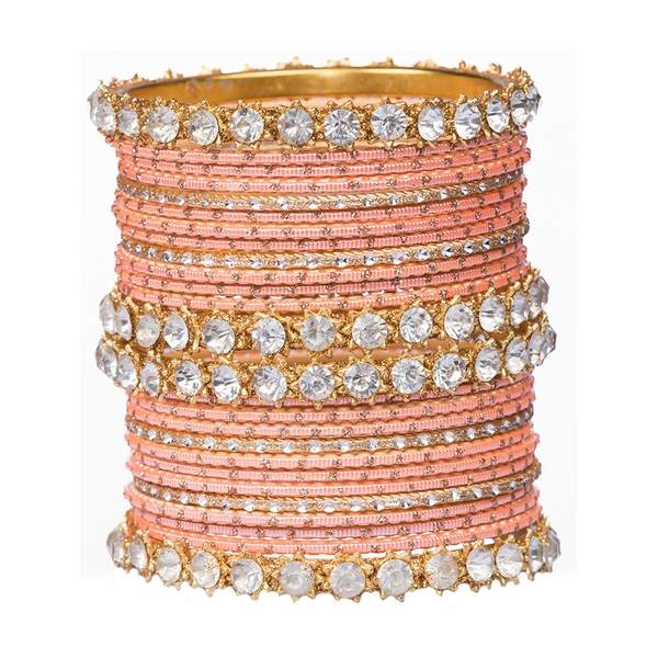 Golden and Rose Metal Bangles Set Pack of 26