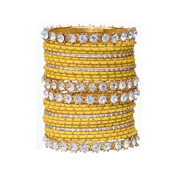 Golden and Yellow Metal Bangles Set Pack of 26 front view