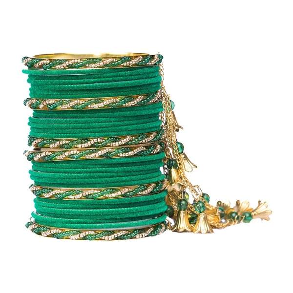 Elegant and Stylish Fancy Metal Velvet Bangle Set