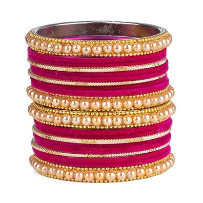 Artificial Gold Plated Rani Color Bangle Set for Women and Girls