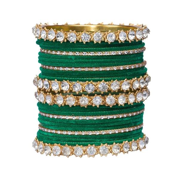 Gold Plated Stone Bangles Set Pack of 26