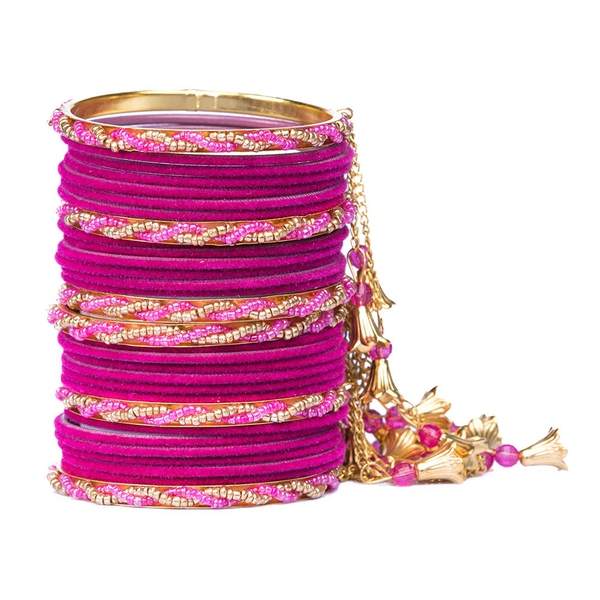 Designer Metal Velvet Bangles for Woman Pack of 30