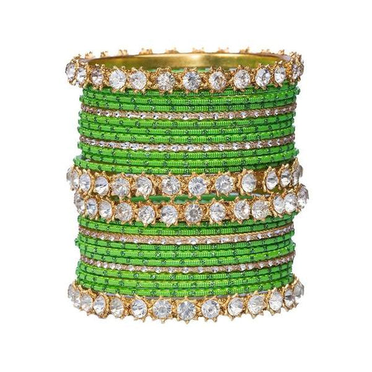 Golden and Green Metal Bangles Set Pack of 26