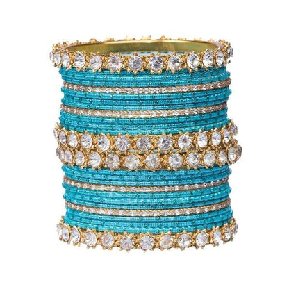 Golden and Surf Metal Bangles Set Pack of 26