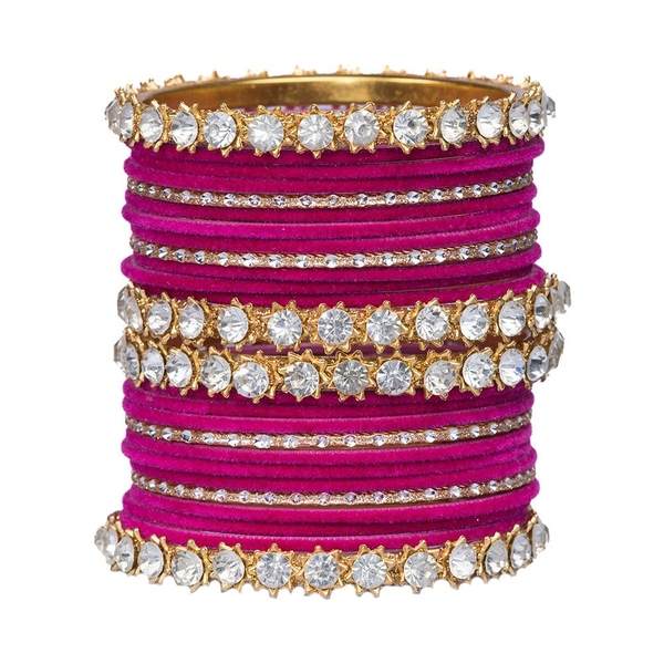 Gold Plated Stone Bangles Set for Women