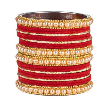 Artificial Gold Plated Red Color Bangle Set for Women and Girls