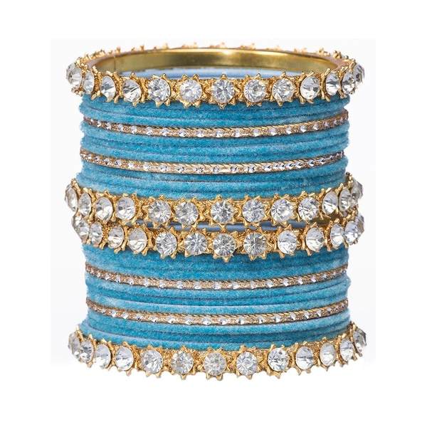 Gold Plated White Stone Surf Color Bangles Set