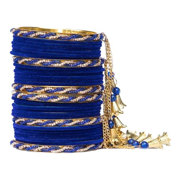 Fancy Metal Velvet Bangle Set (30 pack)