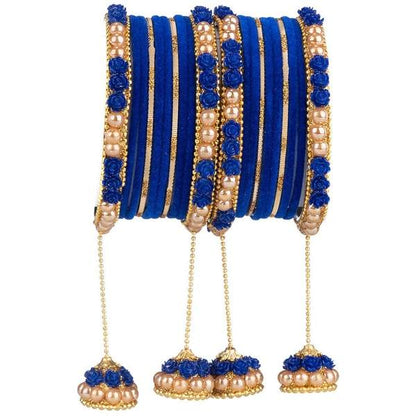 Elegance Velvet Latkan Bangle Set for Women and Girls