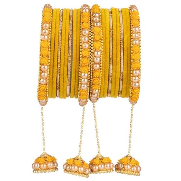 Luxurious Velvet Latkan Bangle Set for Stylish Girls